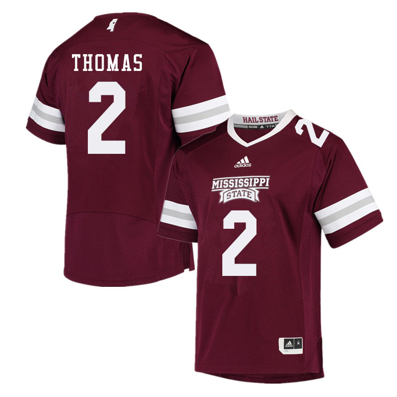 Men #2 Deddrick Thomas Mississippi State Bulldogs College Football Jerseys Sale-Maroon